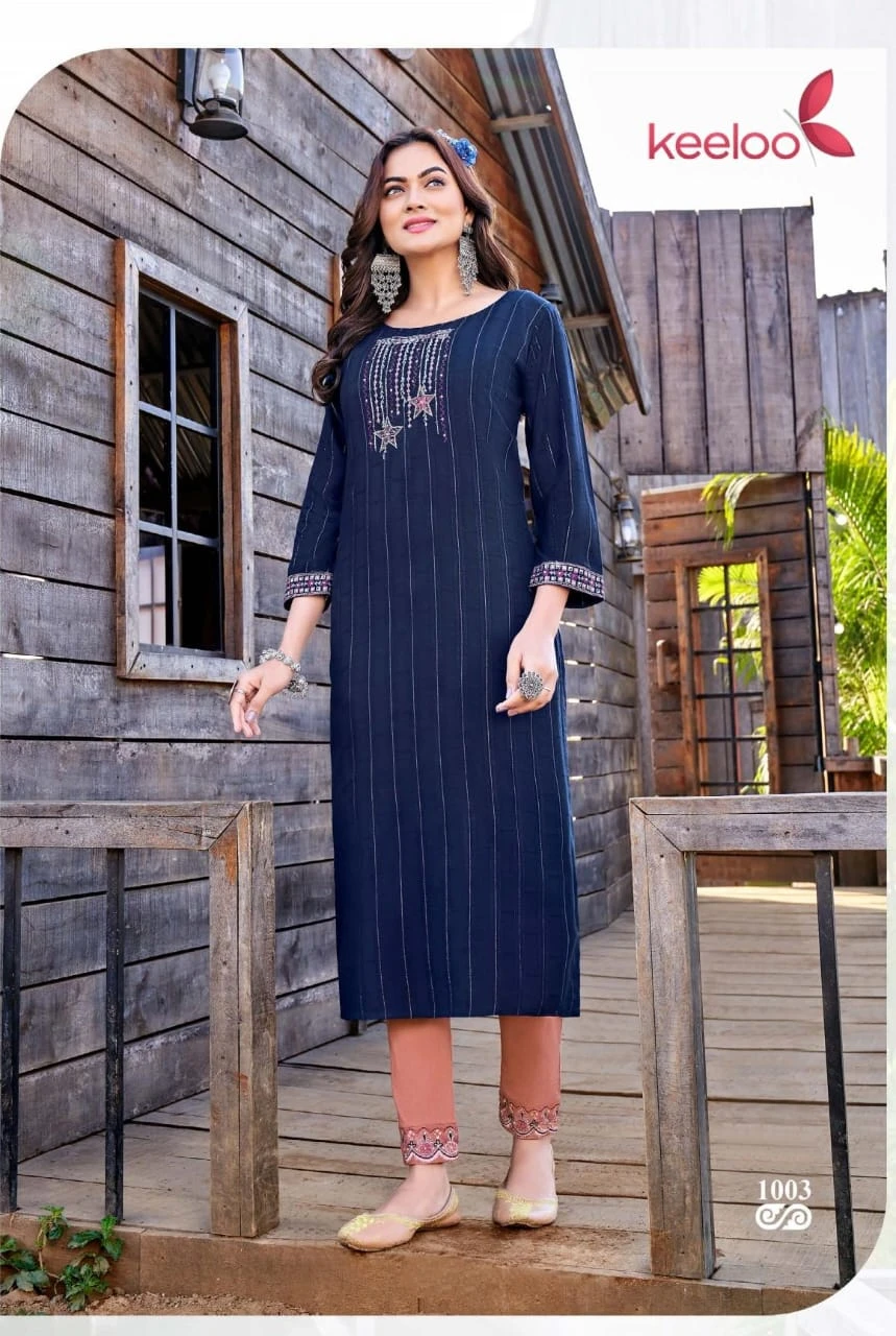 Keeloo Gulab Vol 1 Heavy Dobby Rayon Wholesale Kurti with Pant Catalog — Wholesale Kurtis, MPA wholesale from Surat - Gallery Image 2